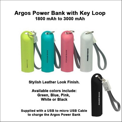 Argos Power Bank with Key Loop - 2000 mAh
