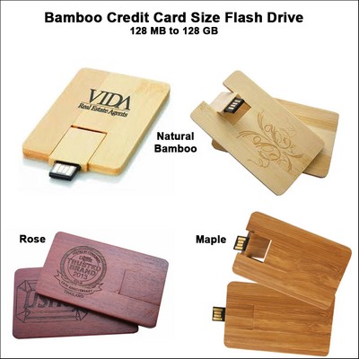 Bamboo Credit Card Size Flash Drive - 8 GB Memory