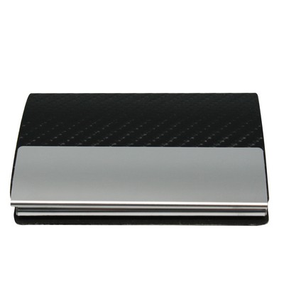 Faux Leather Stainless Steel Business Card Case & Holder