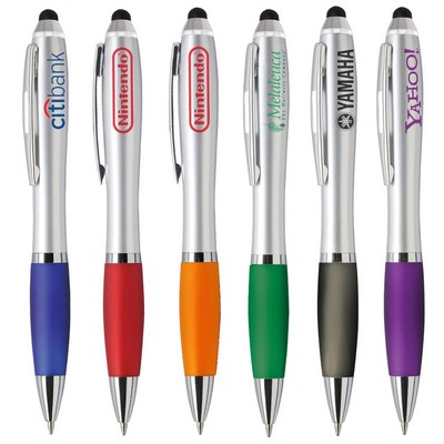 Twist Action Plastic Stylus Pen w/ Coated Barrel