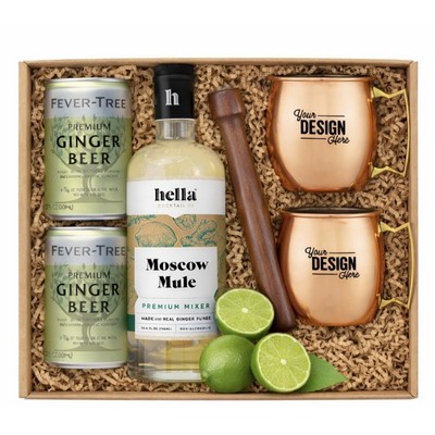 Moscow Mule Cocktail Gift Box with Copper Mugs