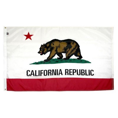 California Indoor Parade Flag w/Pole Hem And Fringe (4'x6")