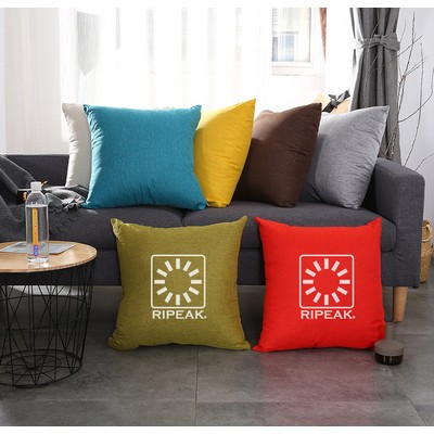 17.7 x 17.7" Premium Square Linen Throw Pillowcase With Hidden Zipper