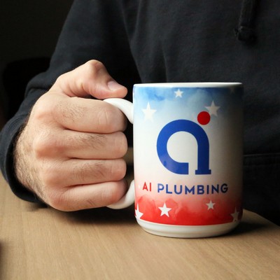USA Full Color 15 oz White Ceramic Mug