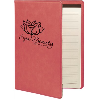 7" x 9" Pink Leatherette Small Portfolio with Notepad