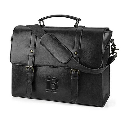 Vintage 15.6" Waterproof PU Leather Laptop Briefcase