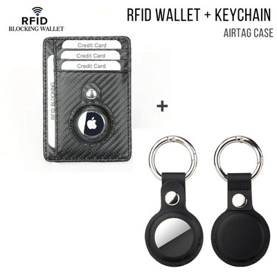 Rfid Wallet + Keychain W/ Air Tag Holder Kit