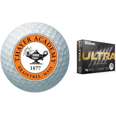 Wilson Ultra 500 Distance High Energy Core, Full Color Imprint, 3 Ball Sleeves -"Dozen Ball Price"