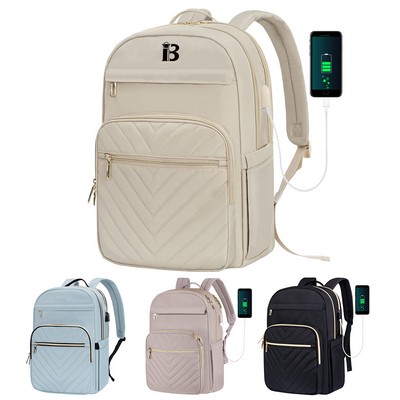 Oxford Waterproof Travel Backpack With Usb Charging Port