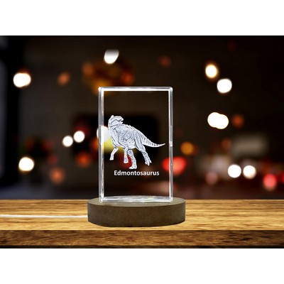 Edmontosaurus Dinosaur 3D Engraved Crystal Trophy Award