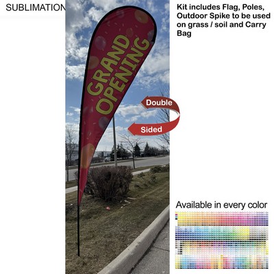 16' X-Large Tear Drop Flag Kit, Full Color Graphics Double Side, Outdoor Spike base and Bag Included
