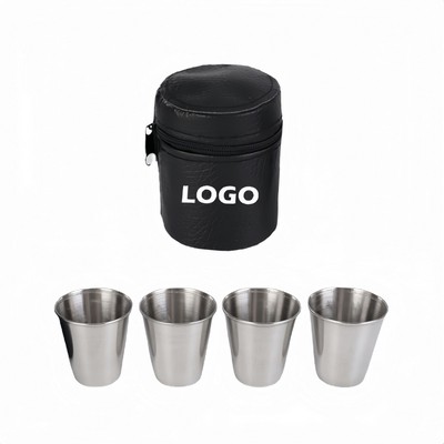 4pcs Stainless Steel Cup with Case
