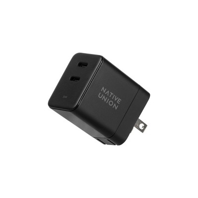 Native Union Fast GaN PD 35W Black Charger w/2 USB-C Ports