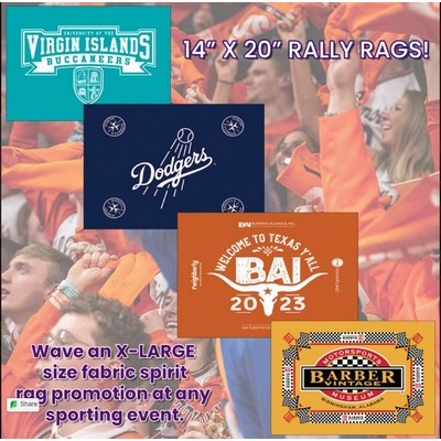 USA Made Rally-Rag Bandanna PMS Custom Color 14" x 20" Size 100% Cotton Rotary Imprint