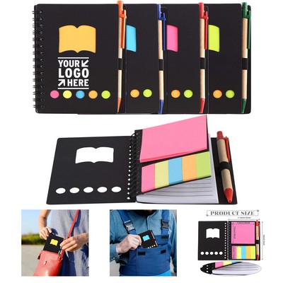 5.5 x 4.5" 70-Page Spiral Notepad with Pen and Sticky Notes
