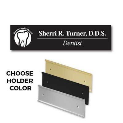 Name Plate And Wall Holder-Black Plastic Etches To White - 2X8