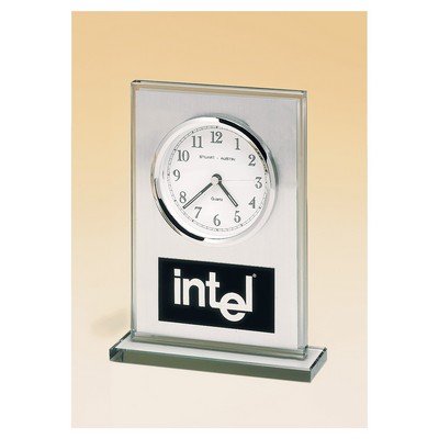 Glass Clock, Brushed Aluminum Panel, Dial