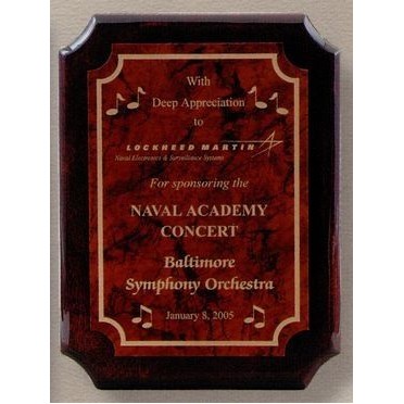 Clipped Corners Piano Finish High Gloss Rosewood Plaque (11"x14")