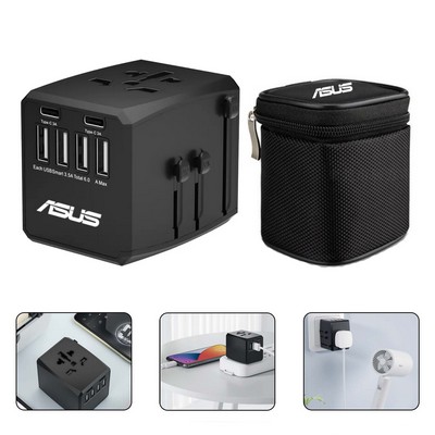 Universal Power Travel Adapter Plug with 4 USB-A and 2 USB-C Ports