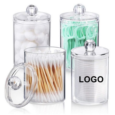 Round Acrylic Cotton Swab Holder with Lid