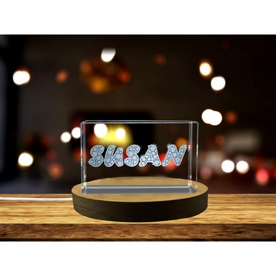 Susan 3D Engraved Crystal Trophy Award w/LED Base