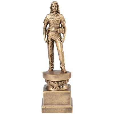 13" Antique Gold Female Police Officer Resin Trophy