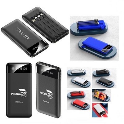 10000 mAh Charger with 4 Built-in Cable