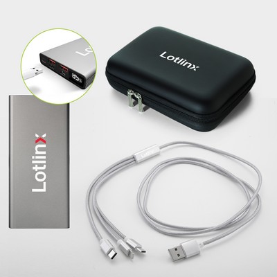 Fast Charging Power Bank with 3-in-1 Charging Cable Gift Set