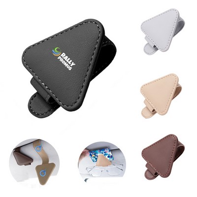 PU Leather Car Sun Visor Sunglasses Holder Clip