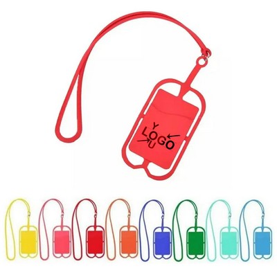 Silicone Phone Lanyard with Rubber Wallet