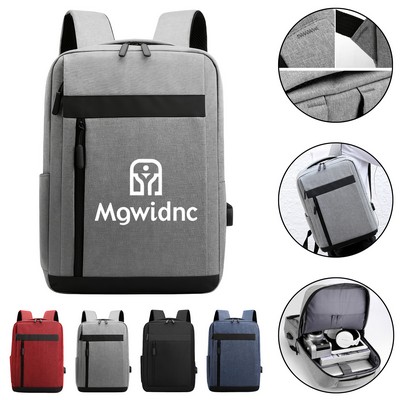 Classic Stylish Laptop Backpack for Business Travel Commute with USB Charging Port Large Capacity.