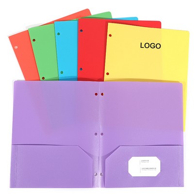 A4 Foldable Plastic Two Pockets File FolderWith Three Middle Holes