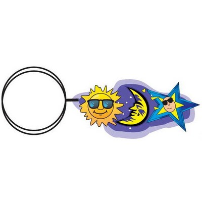 Sun And Moon Executive Key Chain w/Mirrored Back (3 Square Inch)