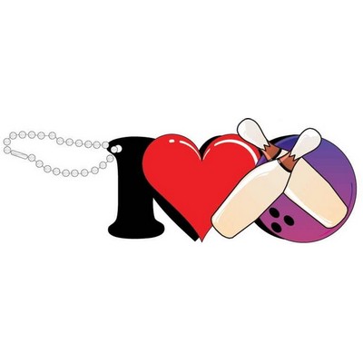 I Love Bowling Promotional Key Chain w/ Black Back (12 Square Inch)