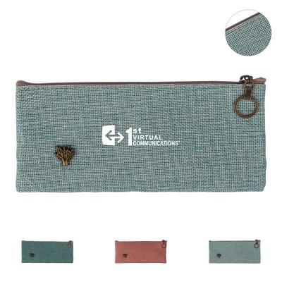 7.7"x3.55" Linen Pencil Case Zipper Pouch Bag