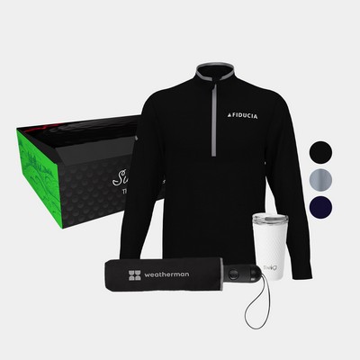 24 oz SWIG® Golf Cup SS Tumbler, Callaway® Golf Polo Shirt & Weatherman® Umbrella Gift Set