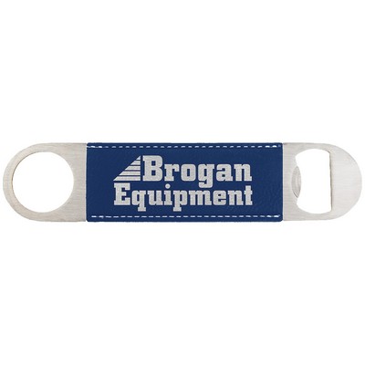 Blue Leatherette Bottle Opener - Laser Engraves to Silver