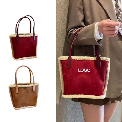 Large-Capacity Plush Tote Bag