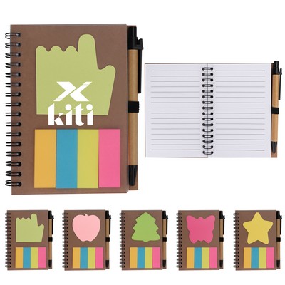 Mini Spiral Notebook With Pen, Flags&Sticky Notes