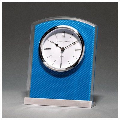 Glass Clock with Carbon Fiber Design on Aluminum Base - CLK47