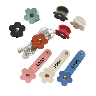 Five-Petal Flower Shaped PU Leather Cable Organizer