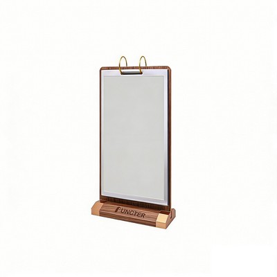A6 Wooden PVC Page Turner Card Stand Flip Menu Holder