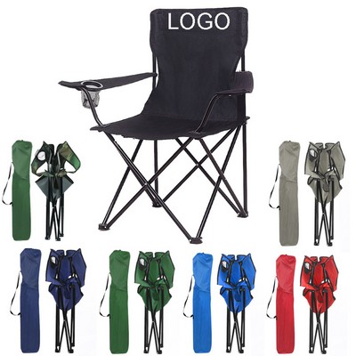 600D Folding Camping Chair W/ Armrests & Carry Bag