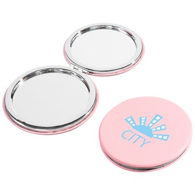 Round Compact PU Leather Cosmetic Mirror