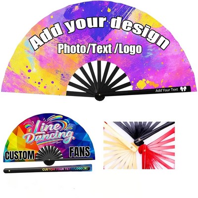 13" x 25" Large Rave Folding Bamboo Hand Fan