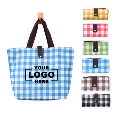 Plaid Oxford Shopping Tote