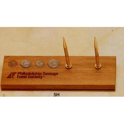 3-1/5"x9.7" Walnut Pen/Pencil Desk Set (5h)