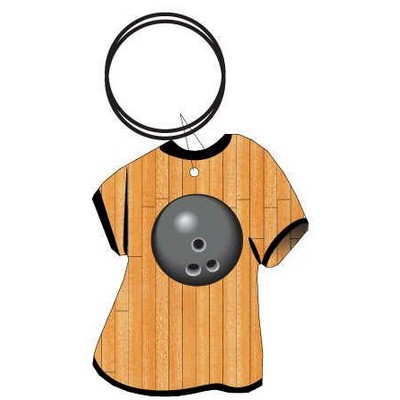 Gray Bowling Ball T-Shirt Key Chain w/Clear Mirrored Back (4 Square Inch)