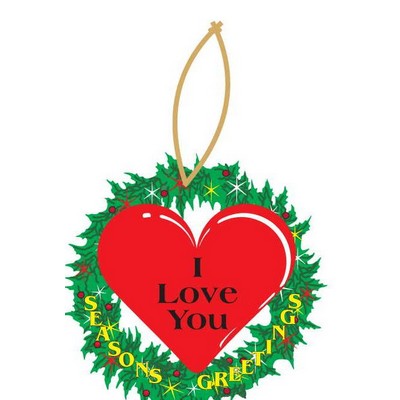 Heart Promotional Wreath Ornament w/ Black Back (6 Square Inch)
