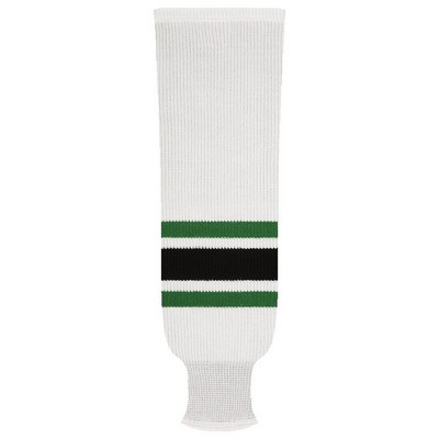 Dallas Pro Series White Home Socks w/Green & Black Stripes